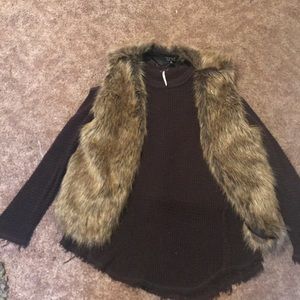 Free people sweater with fur vest